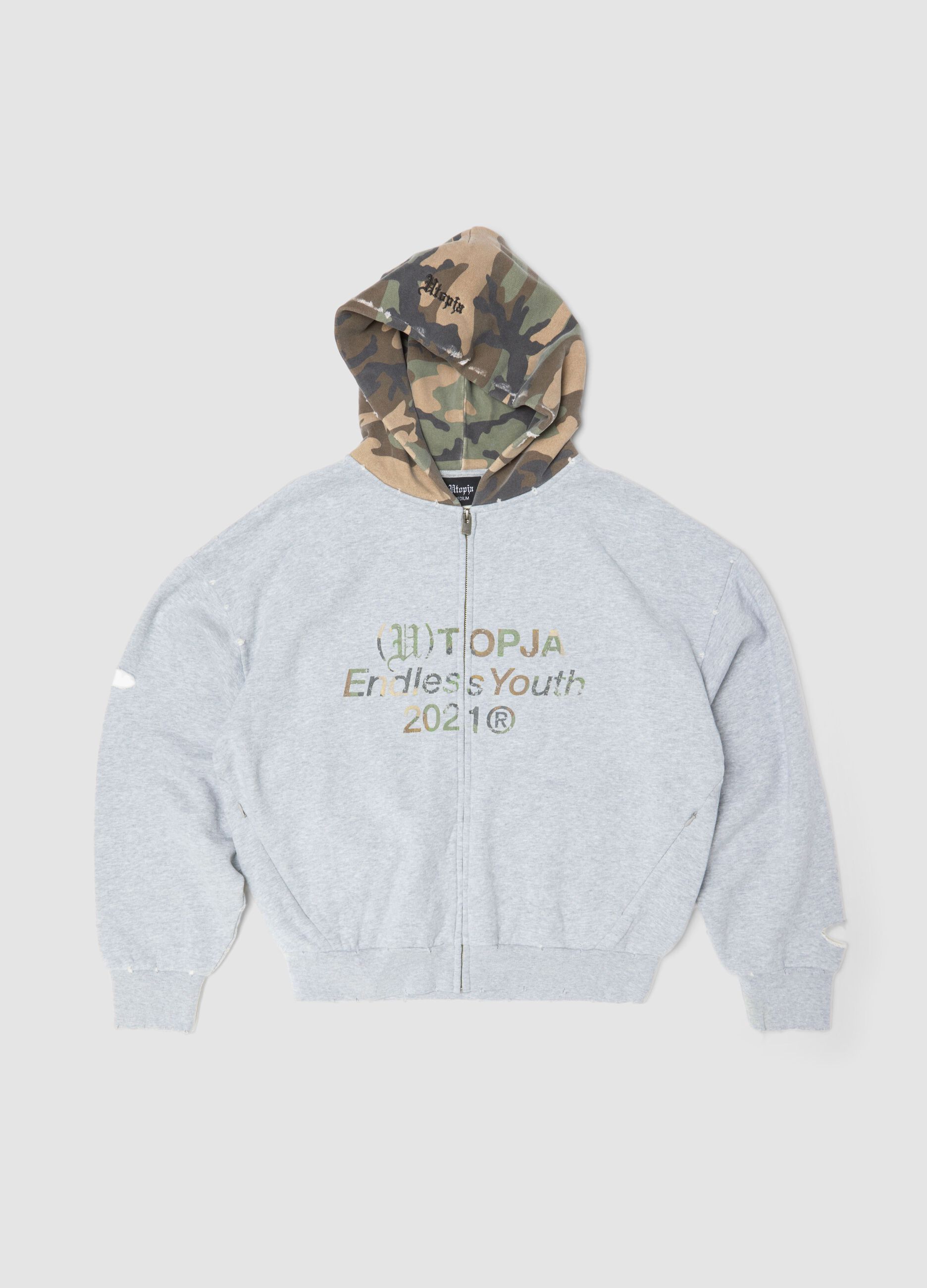 هودي بسحّاب كامل Sunfaded Grey & Camo