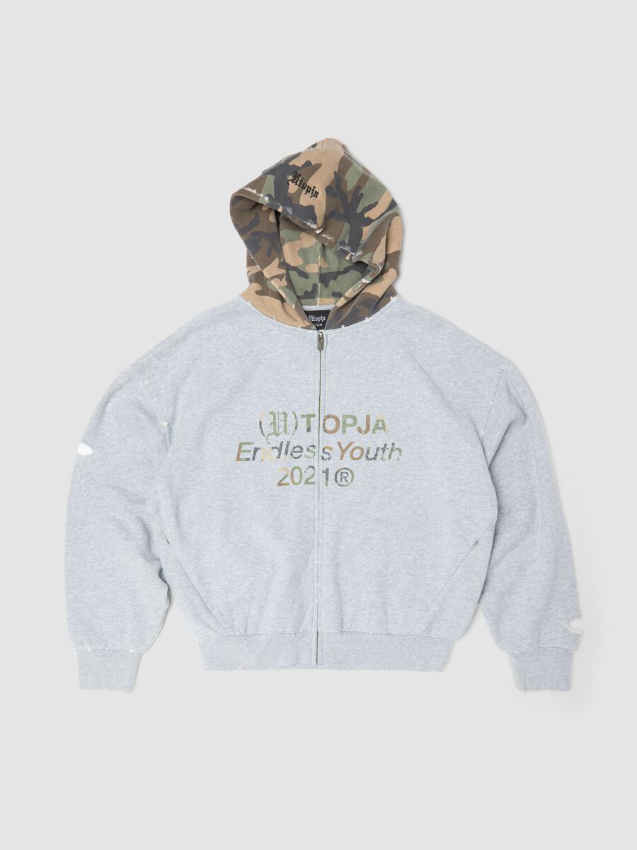 Full-Zip Hoodie in Sunfaded Grey & Camo_1