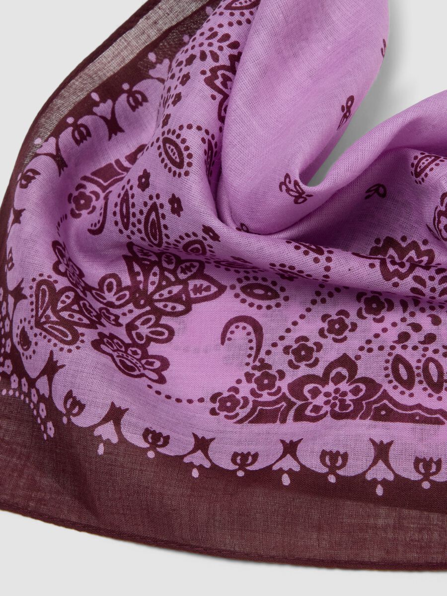 Purple pure cotton paisley-print scarf_1