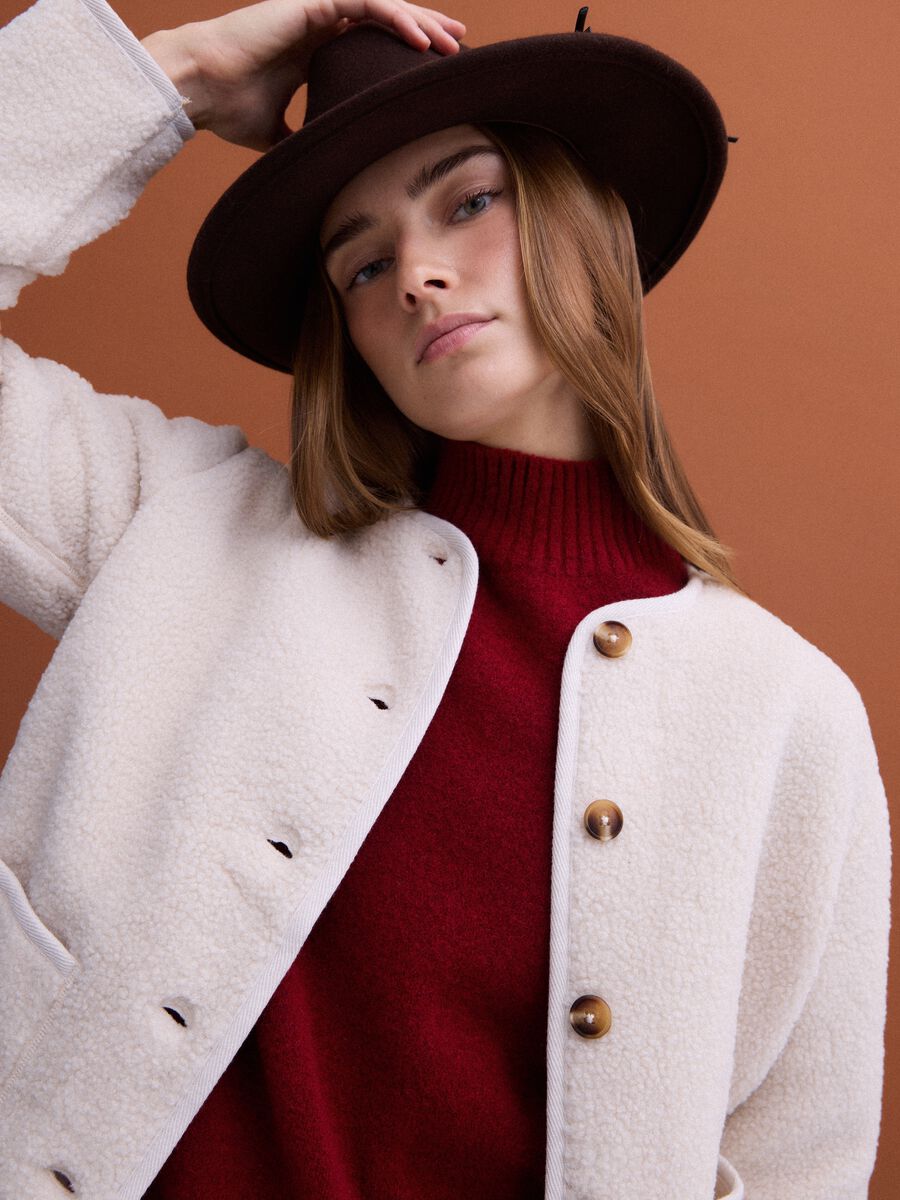 White crew-neck regular-fit jersey knit jacket_1