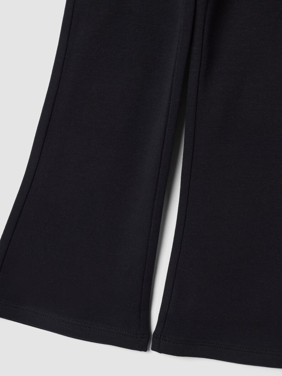 Blue flared leggings in stretchy organic cotton_1
