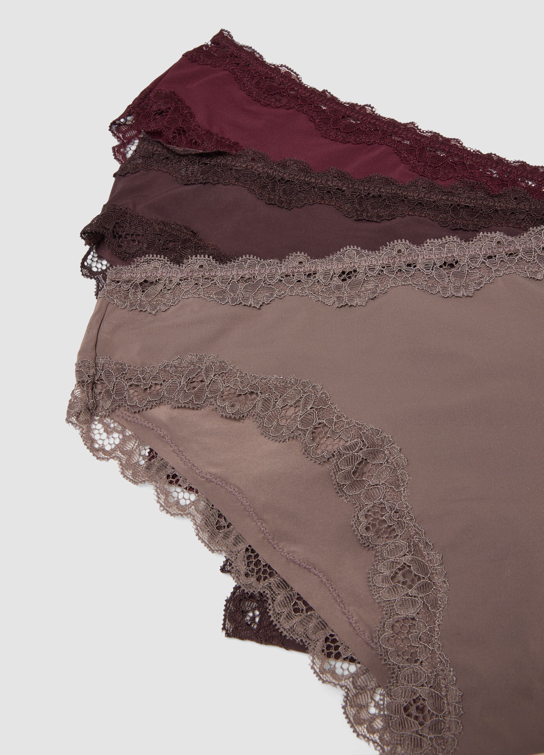 3-pack of multicolour organic cotton briefs with lace
