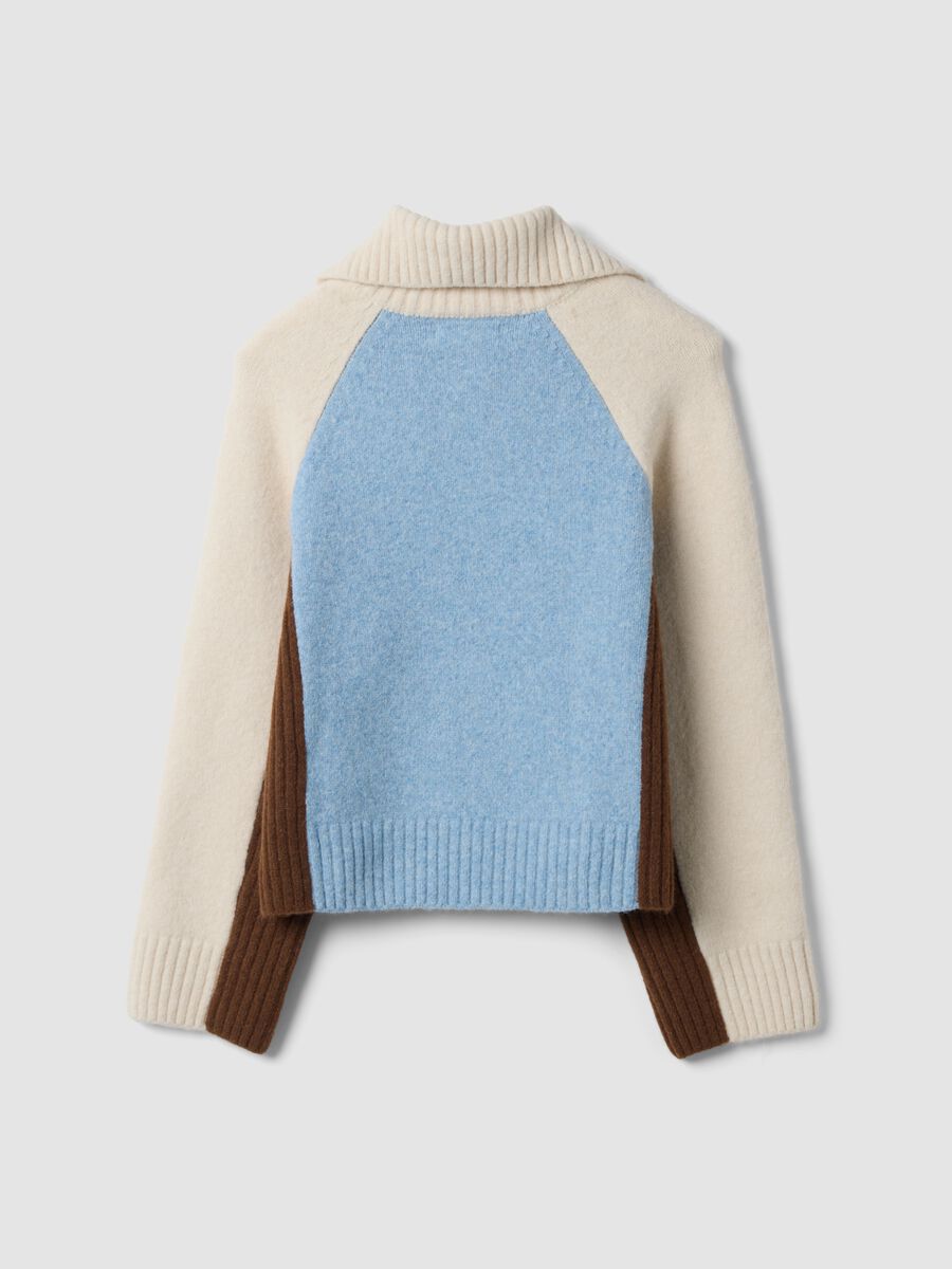 Sky Blue Stretch Wool Half-Zip Jumper_2