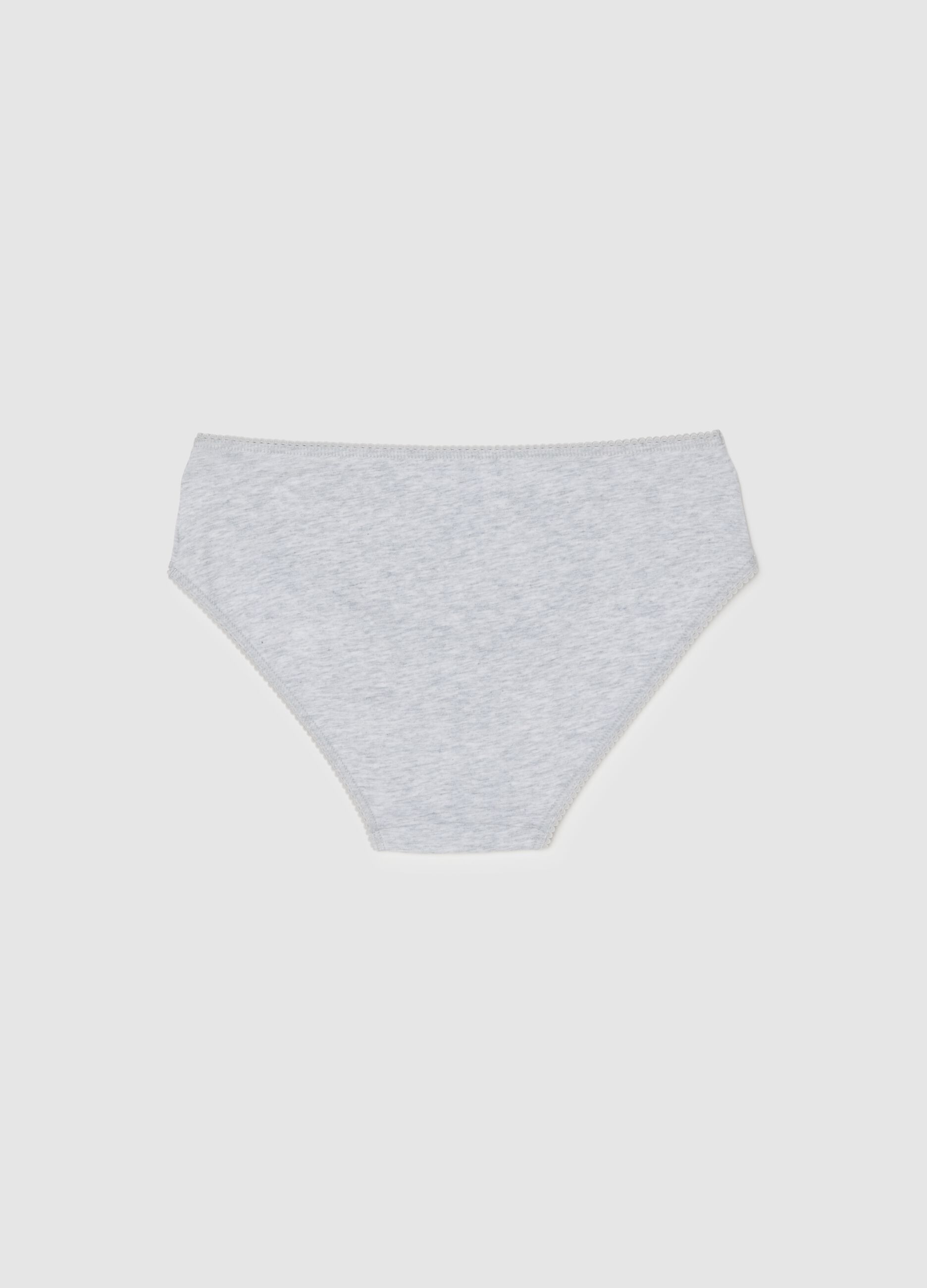 Girls' grey stretchy cotton briefs regular fit