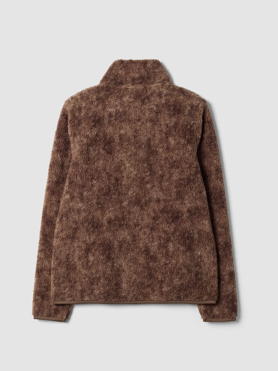 Brown crew-neck zip sweatshirt, regular fit_1