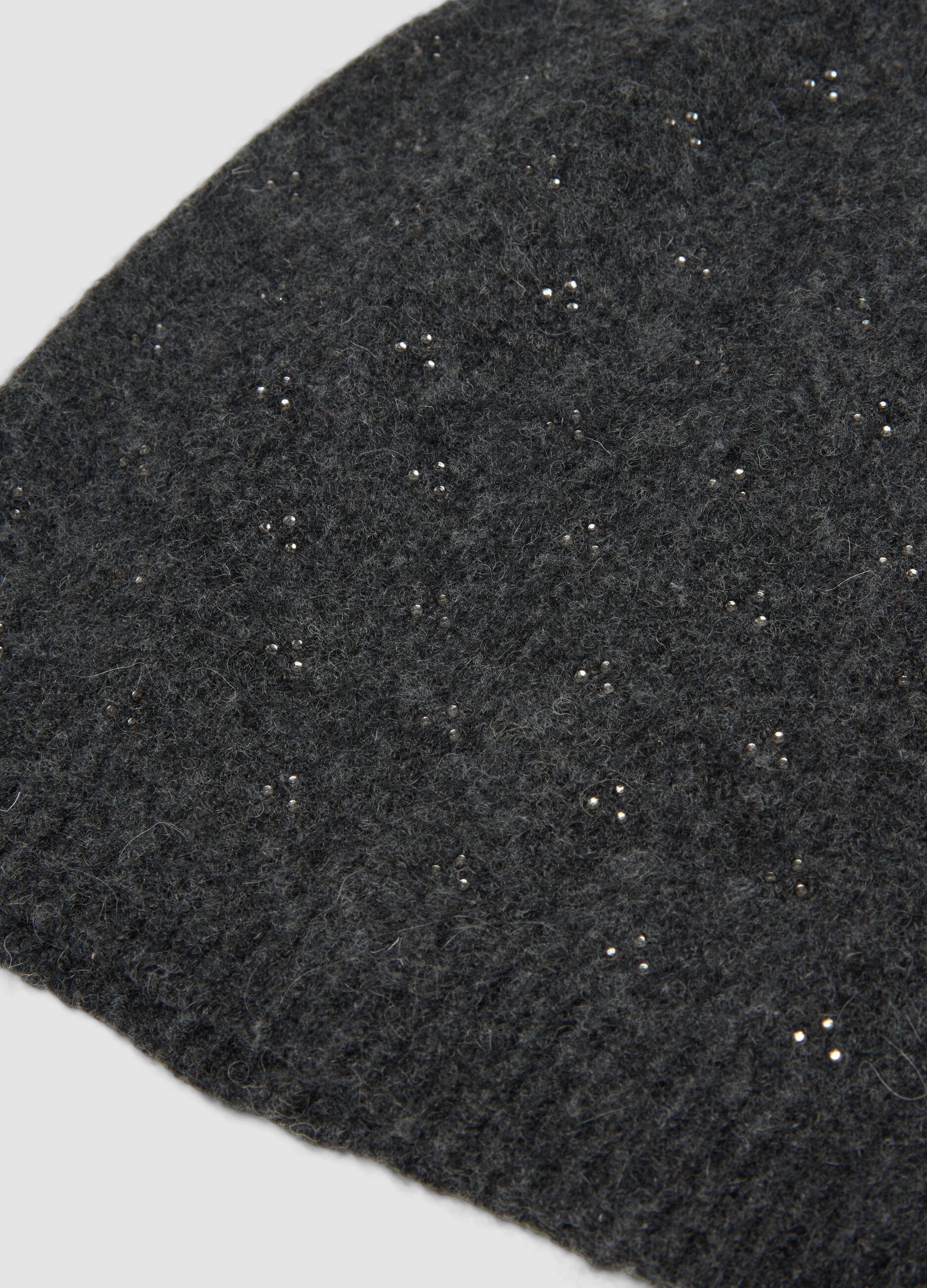 Grey viscose and stretch wool beanie
