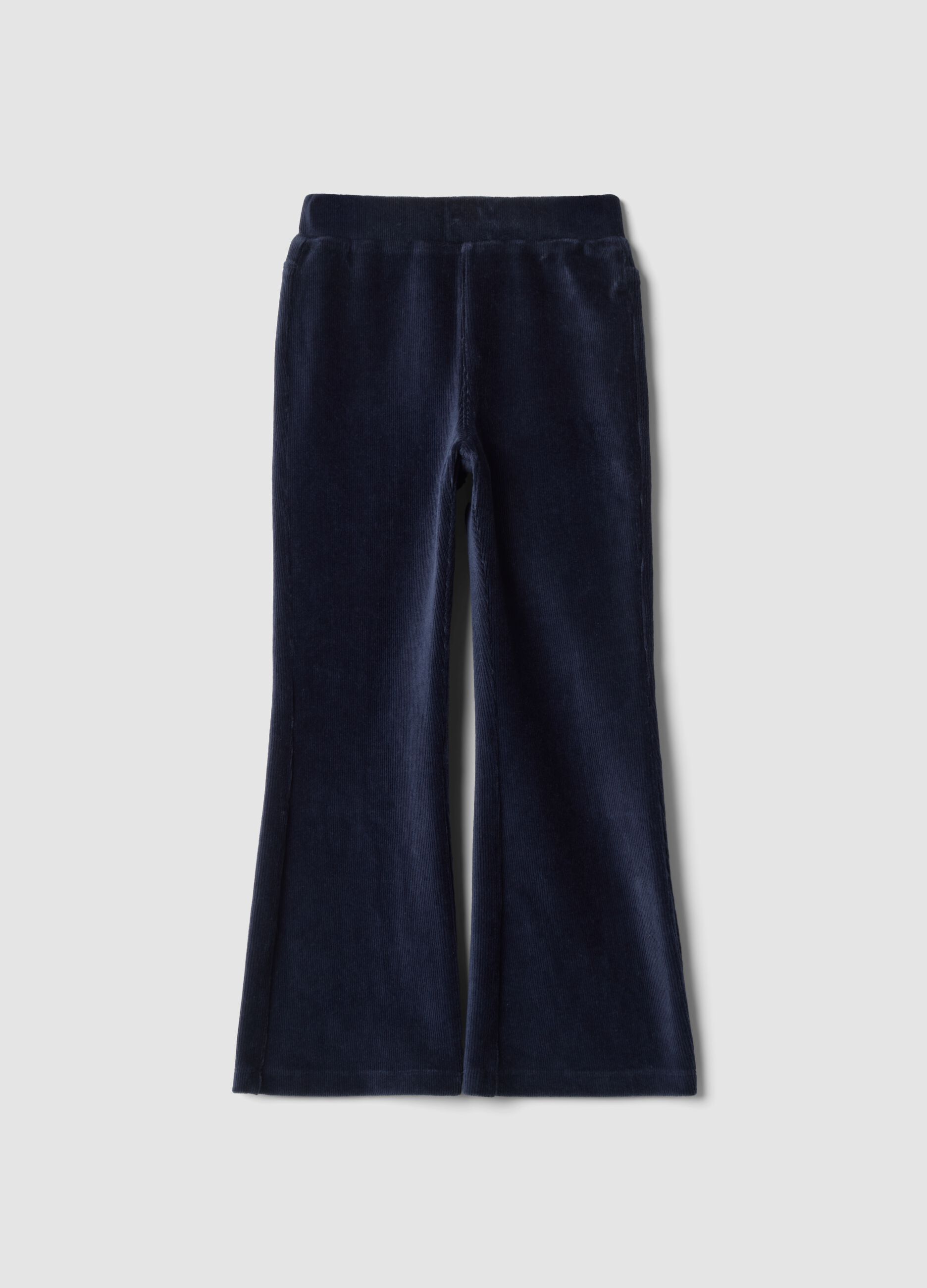 Light blue flared stretch cotton trousers