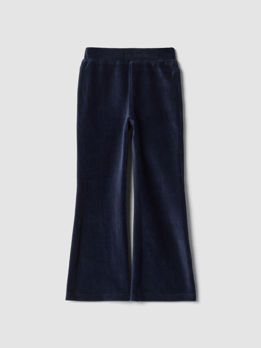 Blue flared trousers in stretch cotton_0