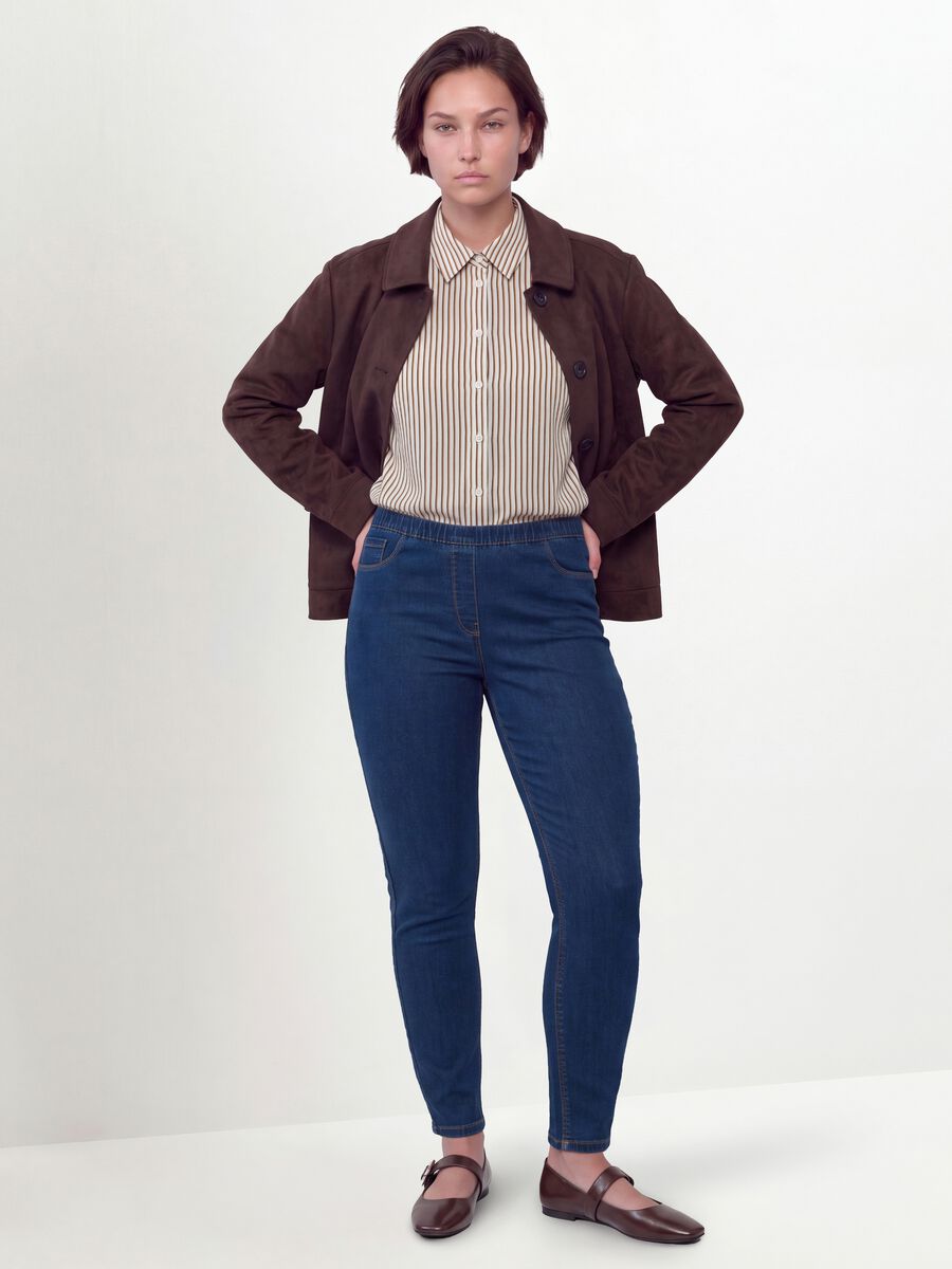 Blue skinny jeggings in stretch cotton and viscose_0