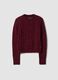 Burgundy red crew-neck cable-knit wool-blend jumper, regular fit_0