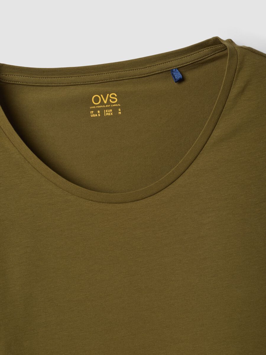 Green stretch cotton crew-neck T-shirt, regular fit_6