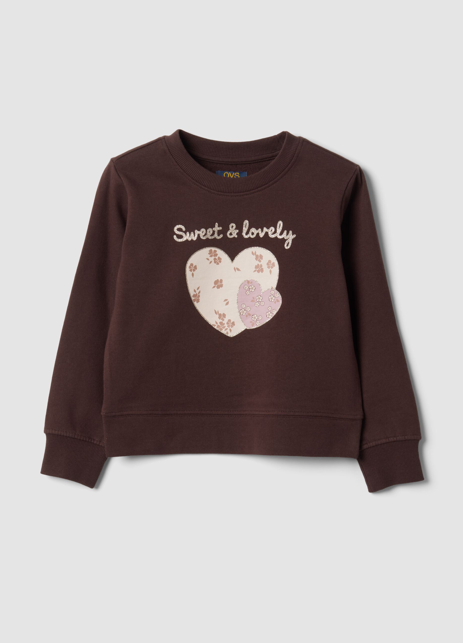 Brown 100% cotton sweatshirt with front print