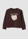 Brown 100% cotton sweatshirt with front print_0
