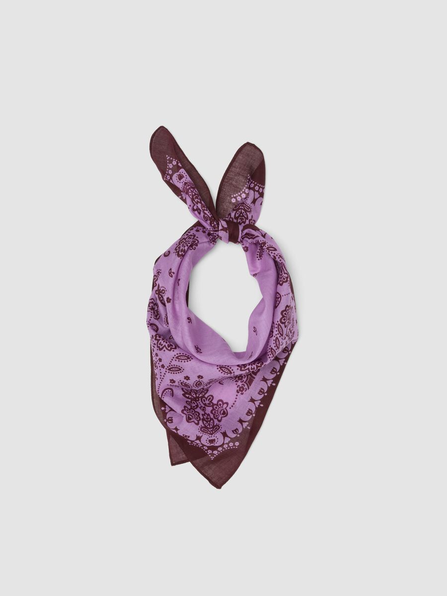 Purple pure cotton paisley-print scarf_0