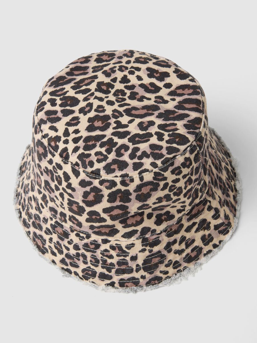 Multicolour Leopard Print Cotton Bucket Hat for Girls_1