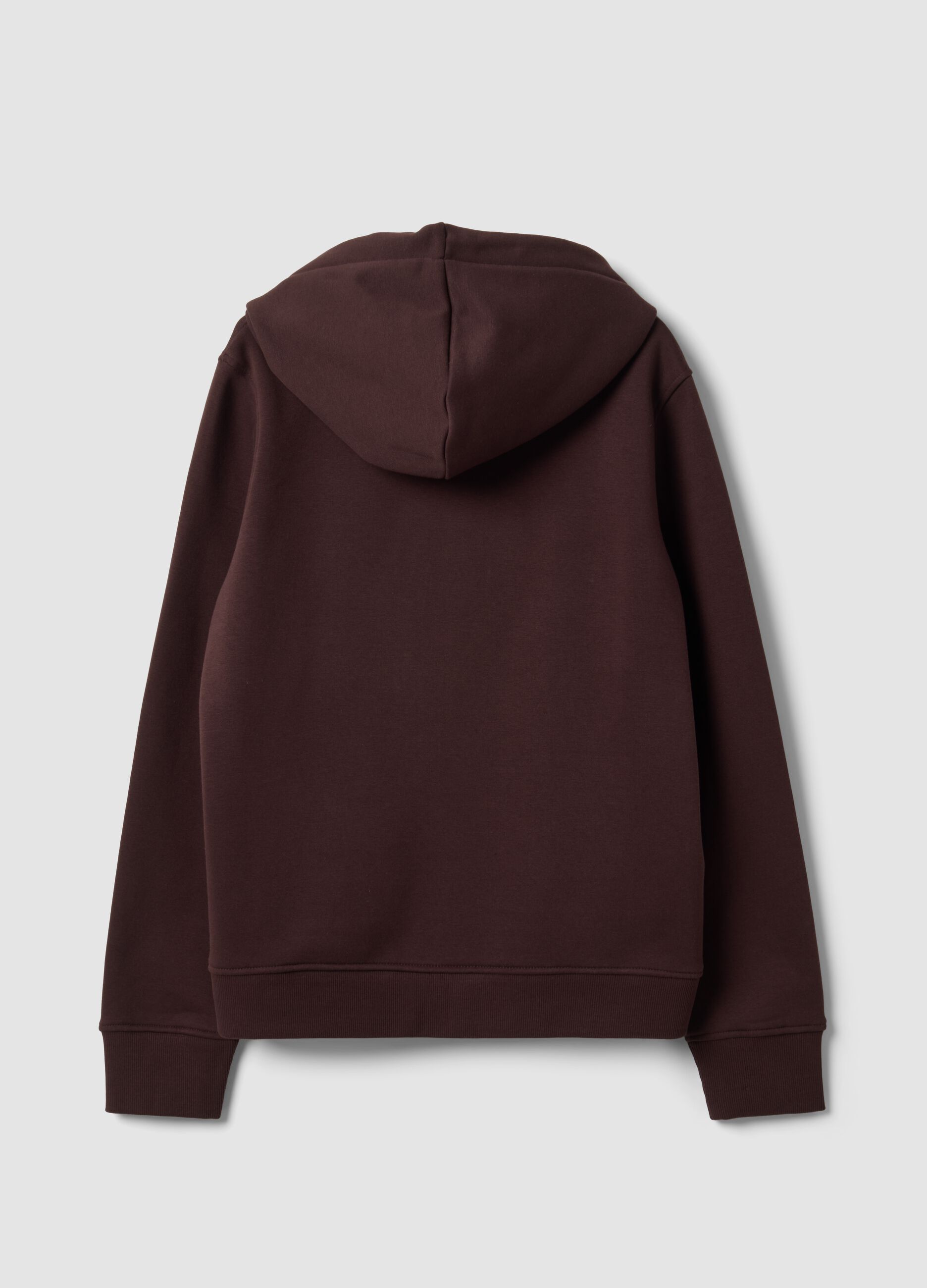 Brown cotton-blend regular-fit hoodie