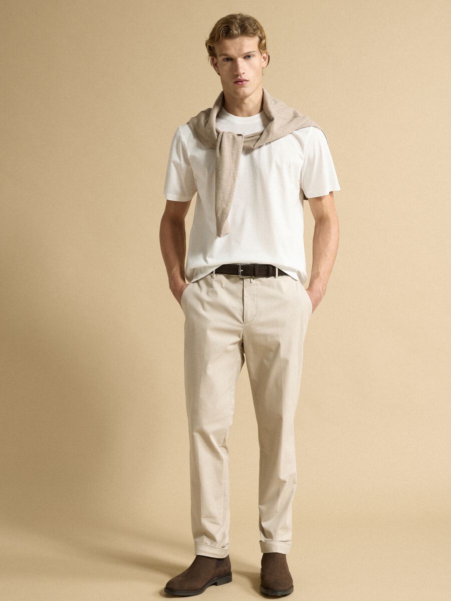 White pure cotton jersey T-shirt with crew neck, relaxed fit_2