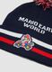 Cappello blu indigo in maglia con pon pon e stampa Mario Kart_2