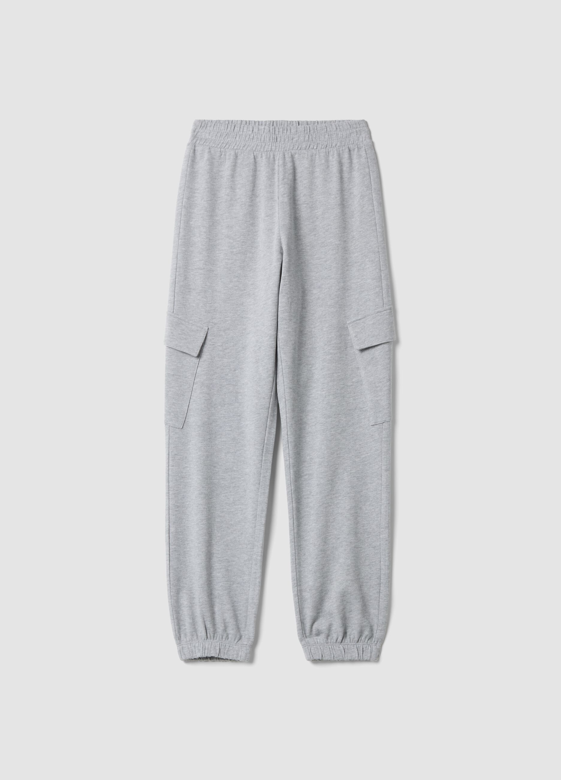Pantaloni jogger grigi in misto cotone e viscosa