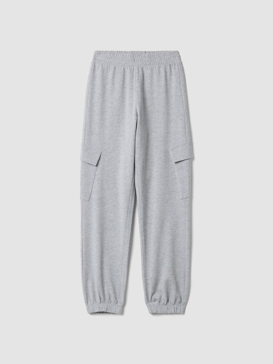 Grey cotton and viscose blend joggers_0