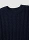 Maglia blu in misto lana a trecce con girocollo over fit_1