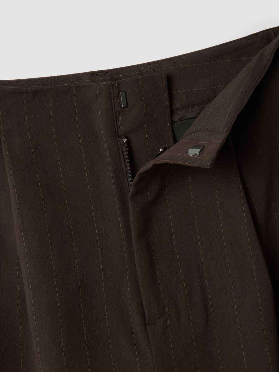 Brown stretch-viscose wide-leg Bermuda shorts_2