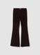 Brown flared stretch cotton trousers_0