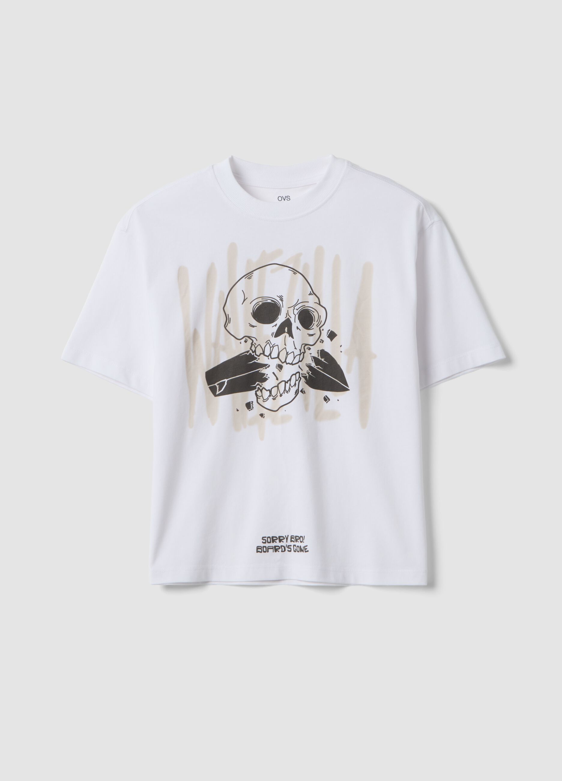 White pure cotton T-shirt with print
