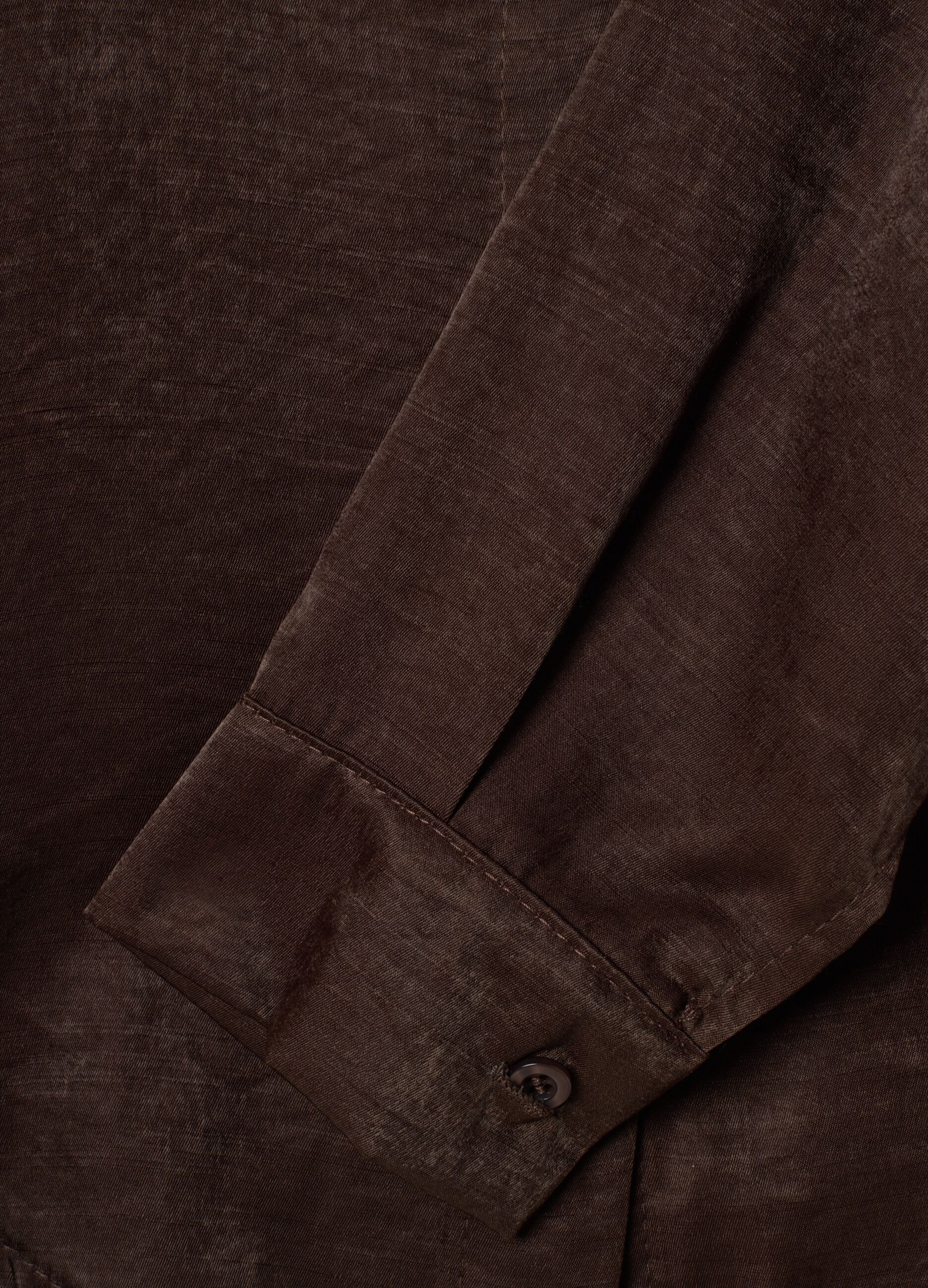 Brown viscose-blend shacket, regular fit