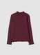 Purple organic stretch cotton T-shirt with mock neck_1