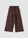 Pantaloni marroni in puro cotone a gamba ampia_0