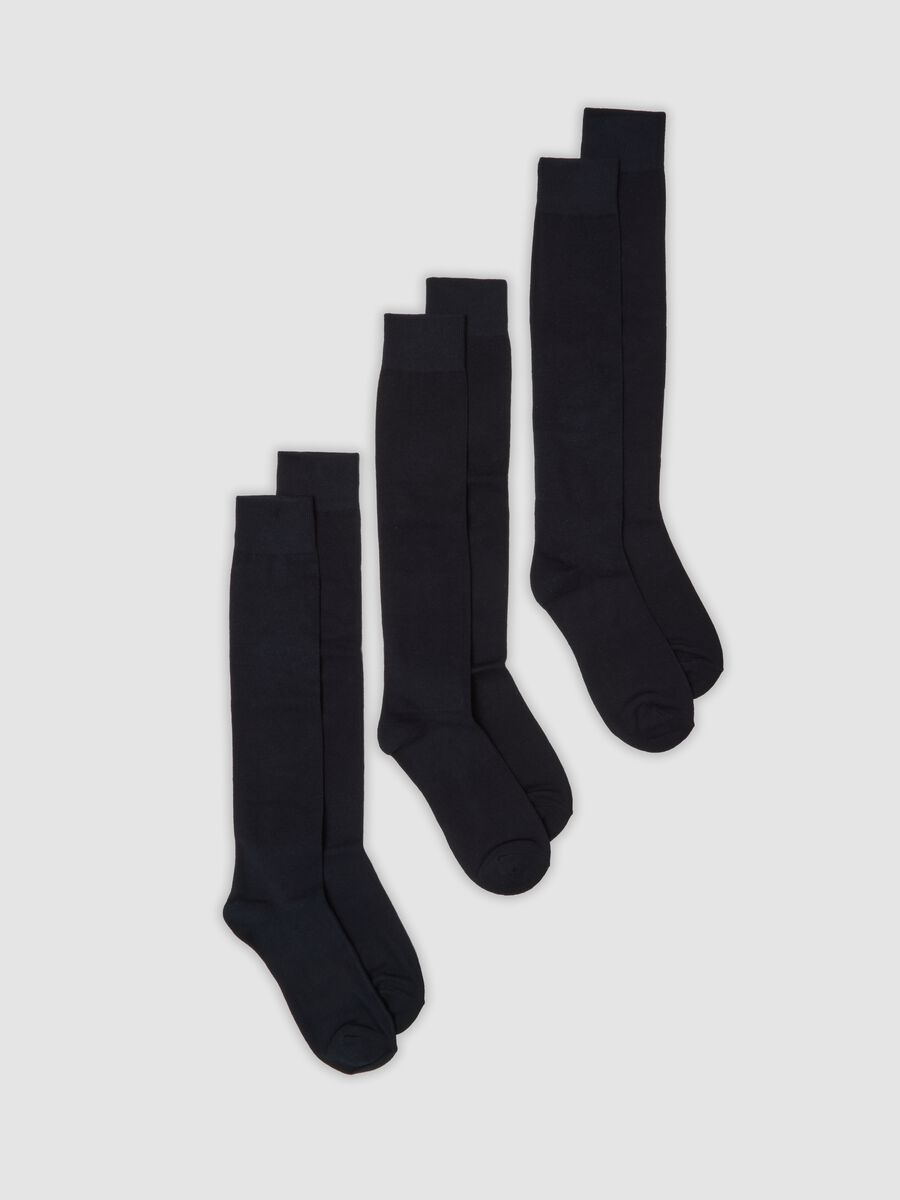 3-pack of long blue socks in stretchy organic cotton_0