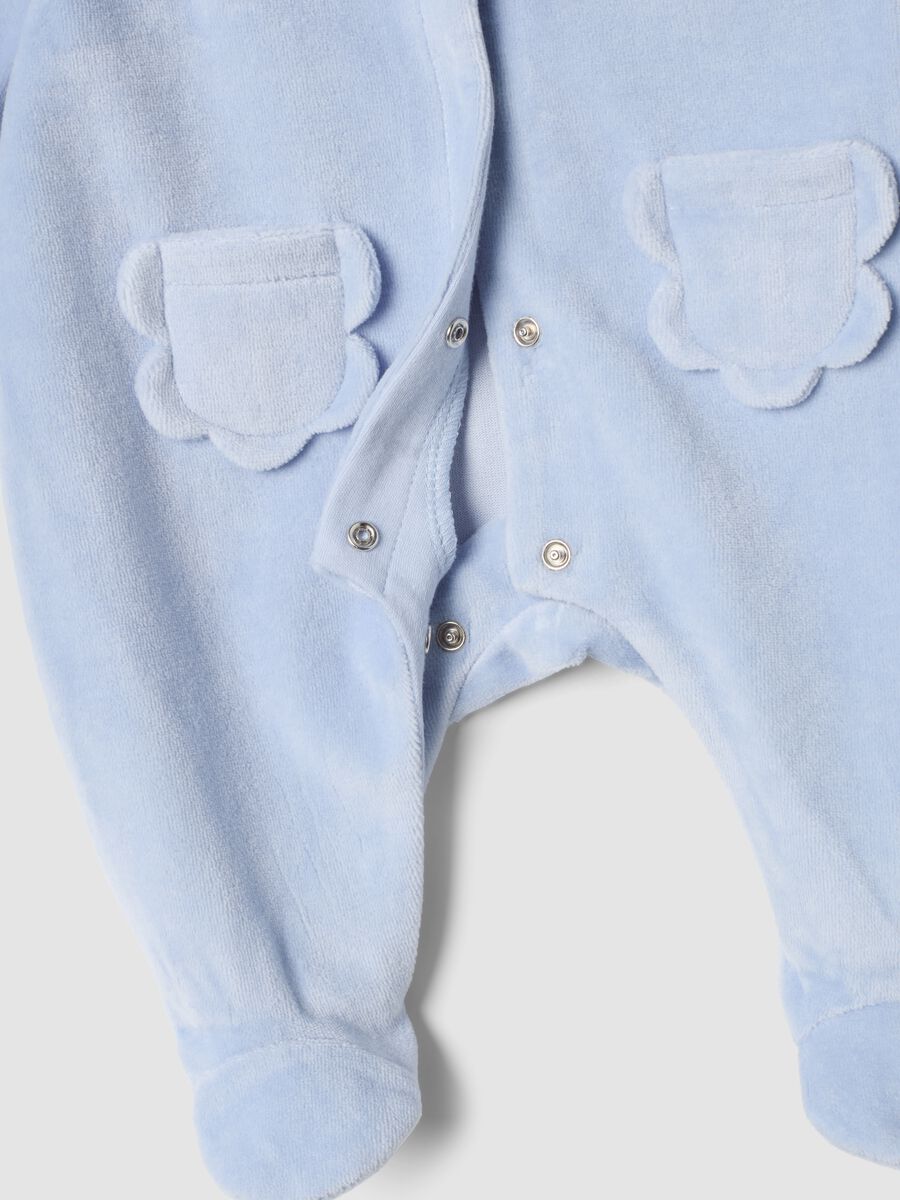 Blue organic cotton-blend sleepsuit with collar_2