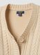 Cardigan beige in maglia con scollo profondo a V_2