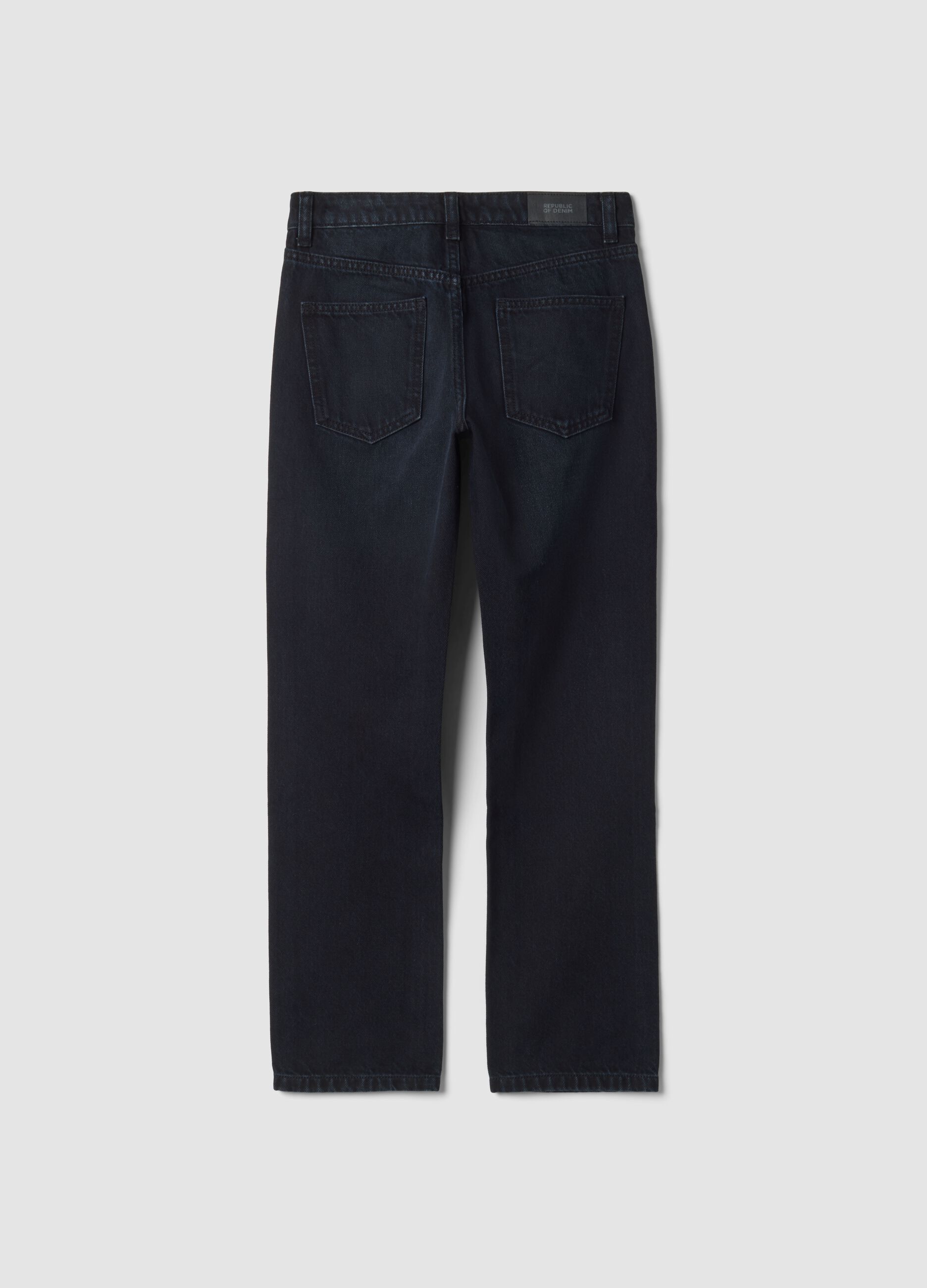 Blue pure cotton straight-fit jeans