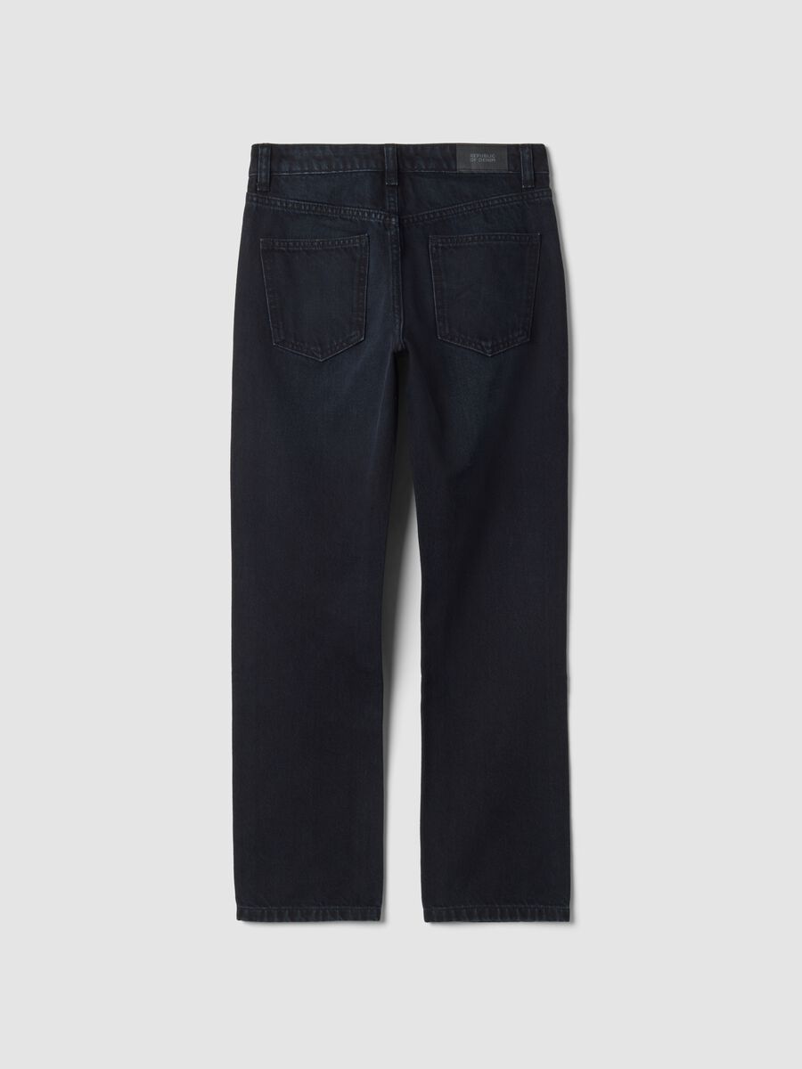Blue pure cotton straight-fit jeans_1