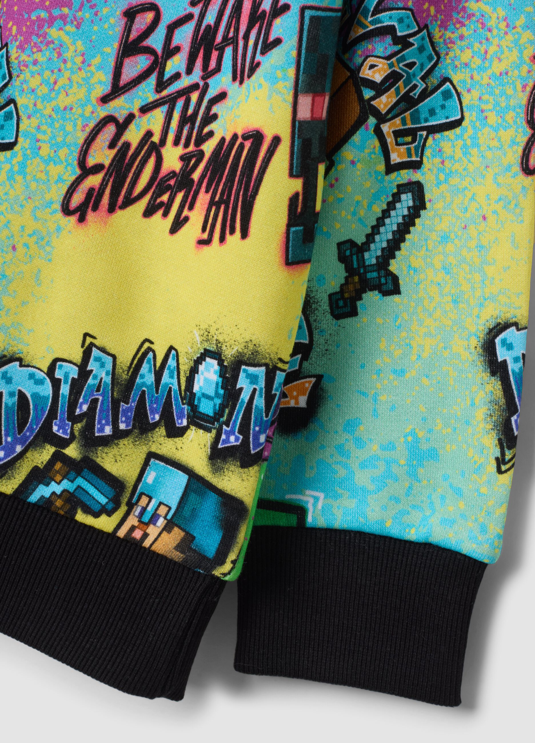 Multicolour cotton-blend hoodie with crew neck