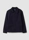 Shacket blu navy imbottita in puro cotone regular fit con colletto a contrasto_0