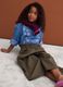 Green wide-leg jogger trousers in cotton and lyocell blend for girls_0