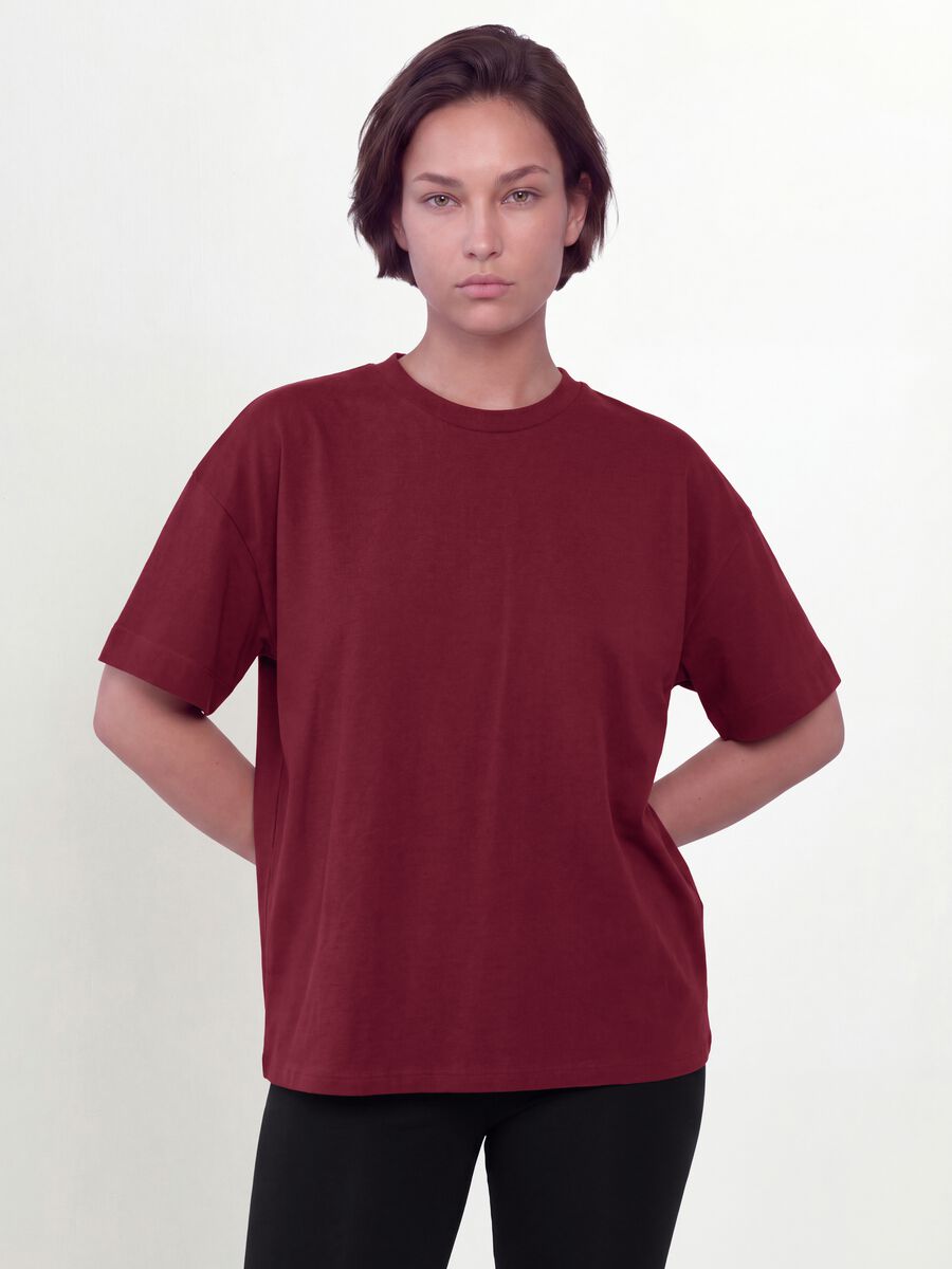 Red crew-neck T-shirt in stretch cotton-modal blend, regular fit_0