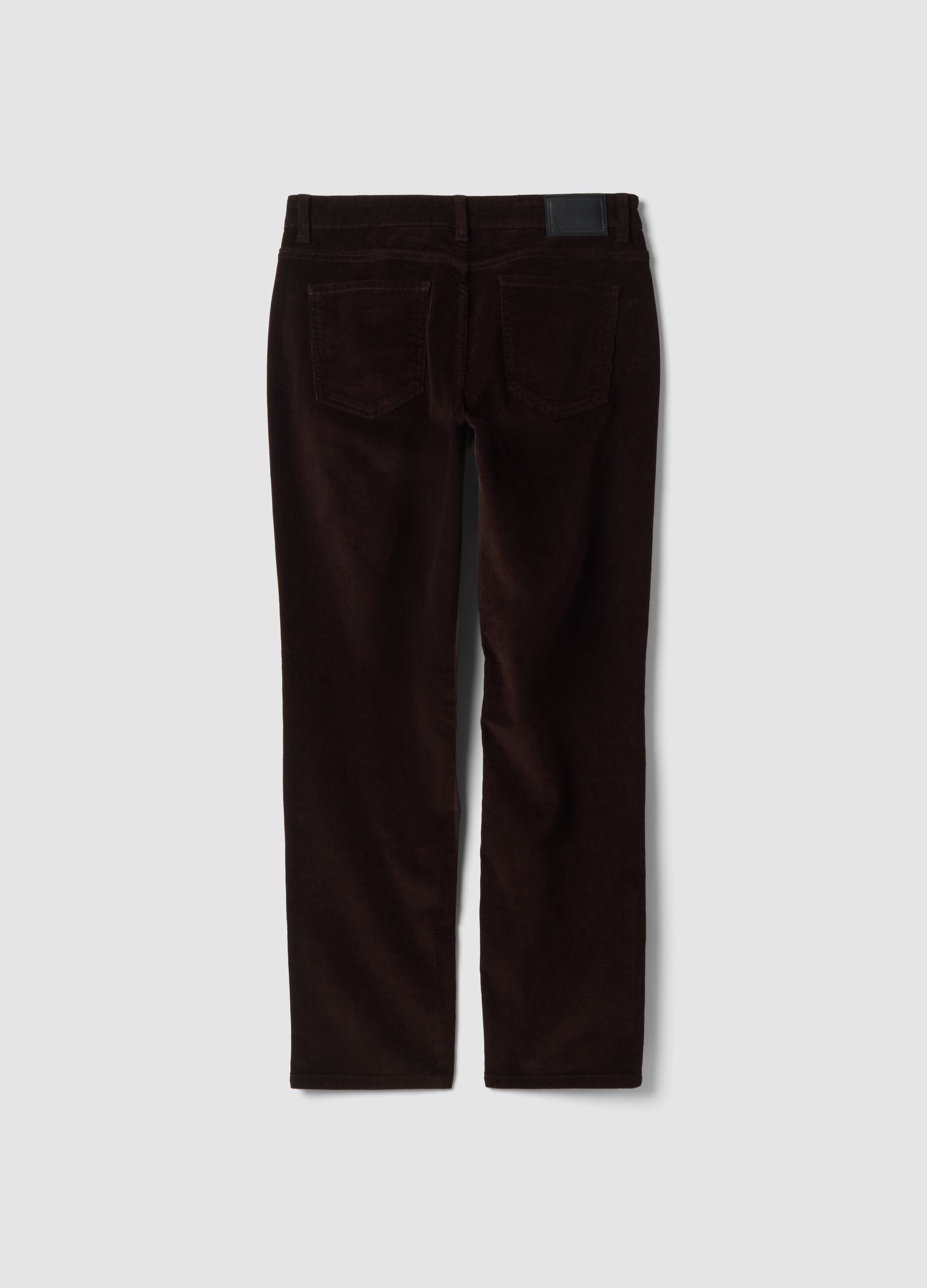 Pantaloni marroni in cotone elasticizzato a coste regular fit