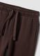 Brown overfit fleece joggers in pure cotton_3