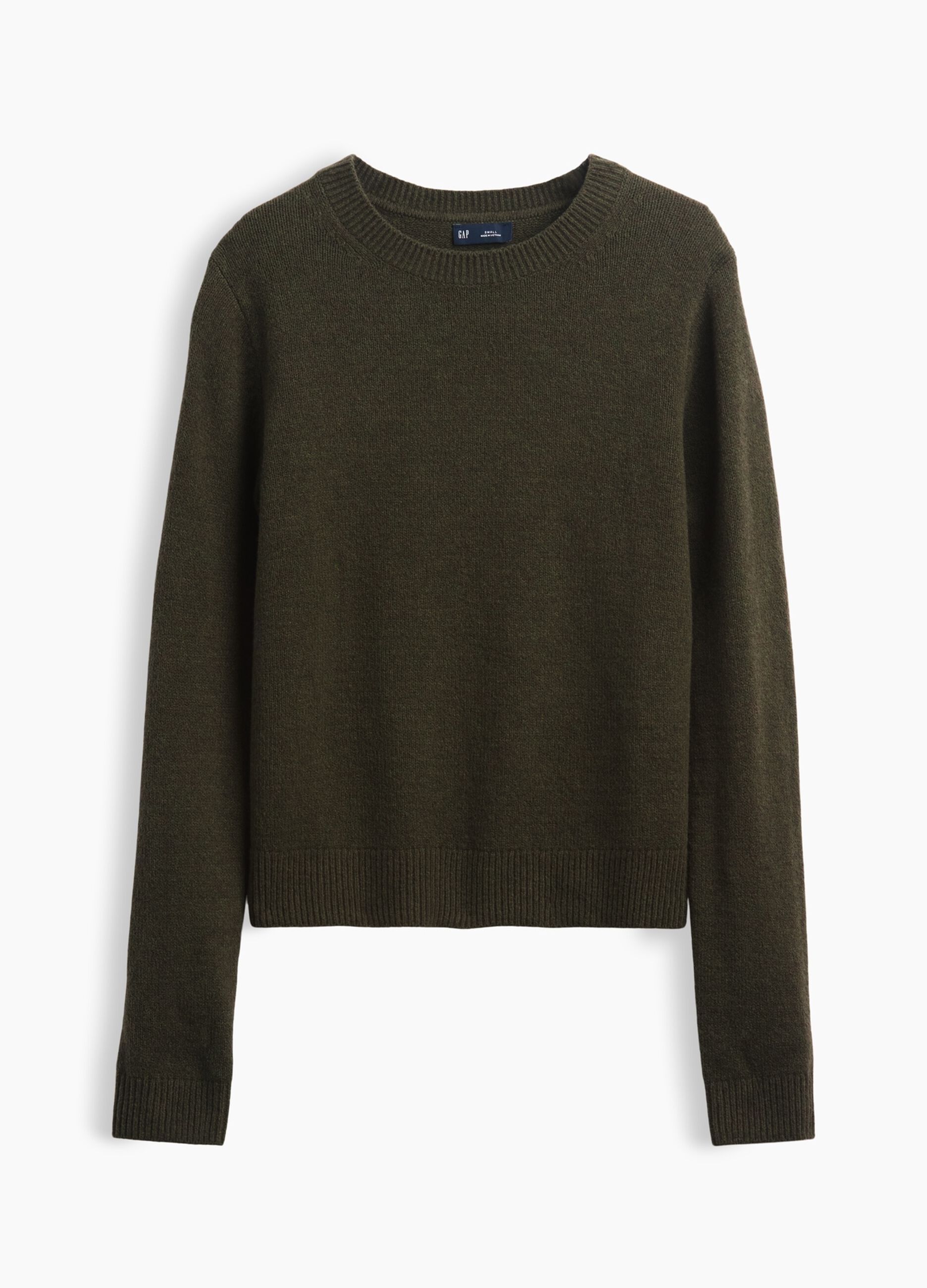 Dark green cotton-blend crew-neck jumper