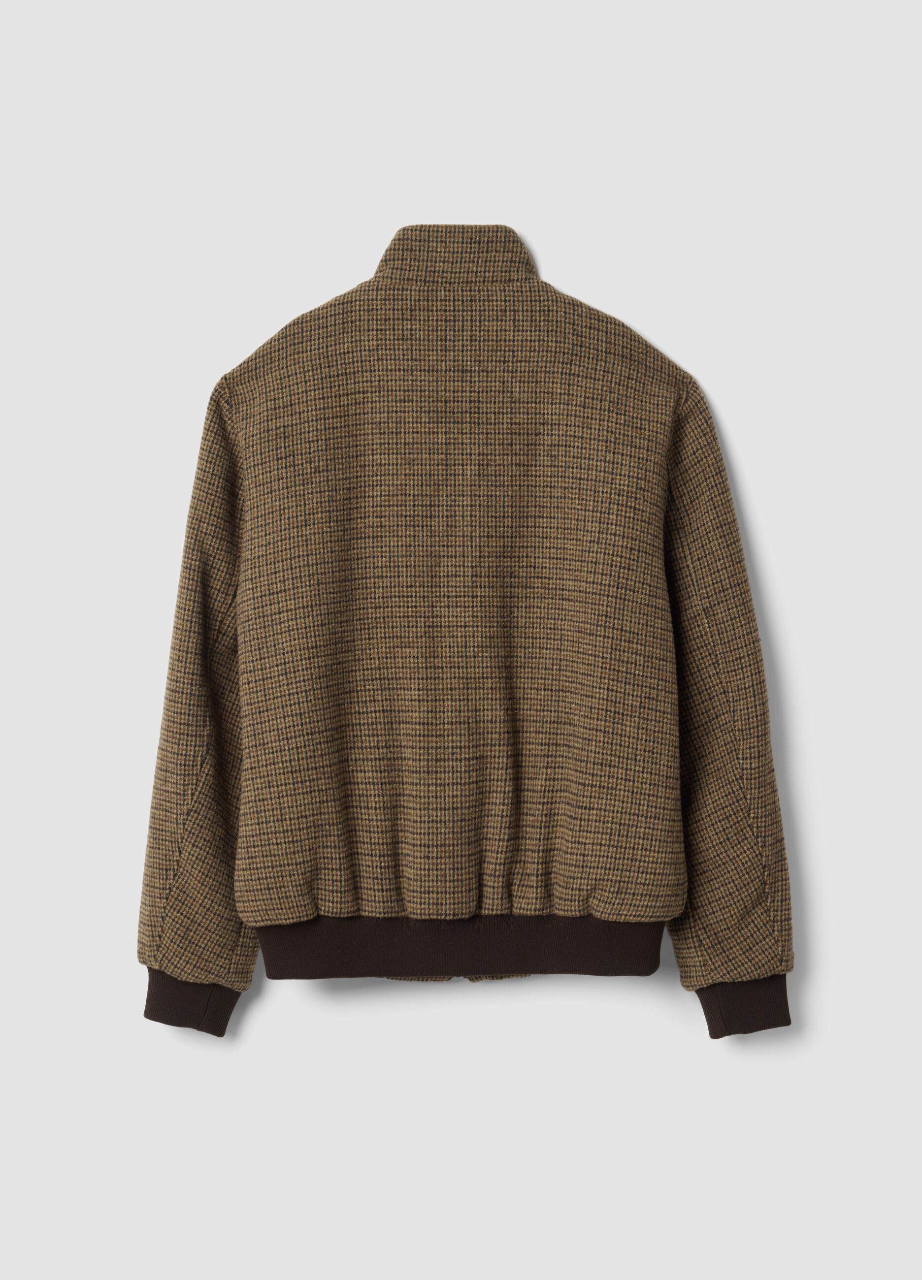 Giubbotto imbottito marrone in misto lana e viscosa regular fit