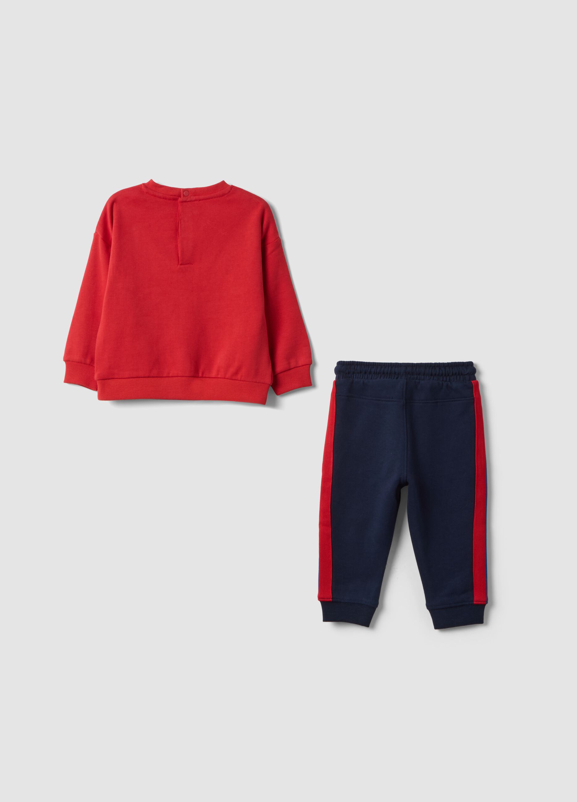 Red oversized jogging set in pure organic cotton with gaming print