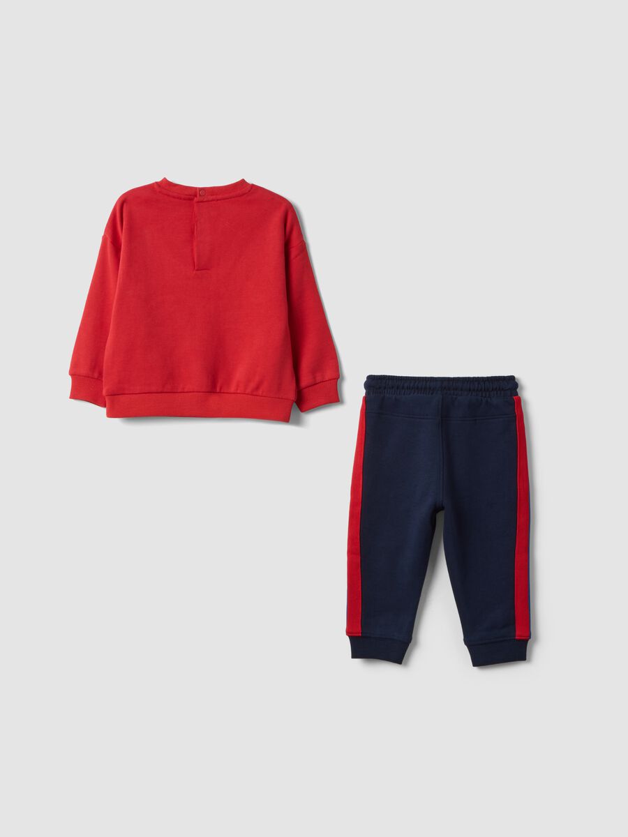 Red oversized jogging set in pure organic cotton with gaming print_1