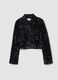 Black chenille regular-fit blazer with sequins_0