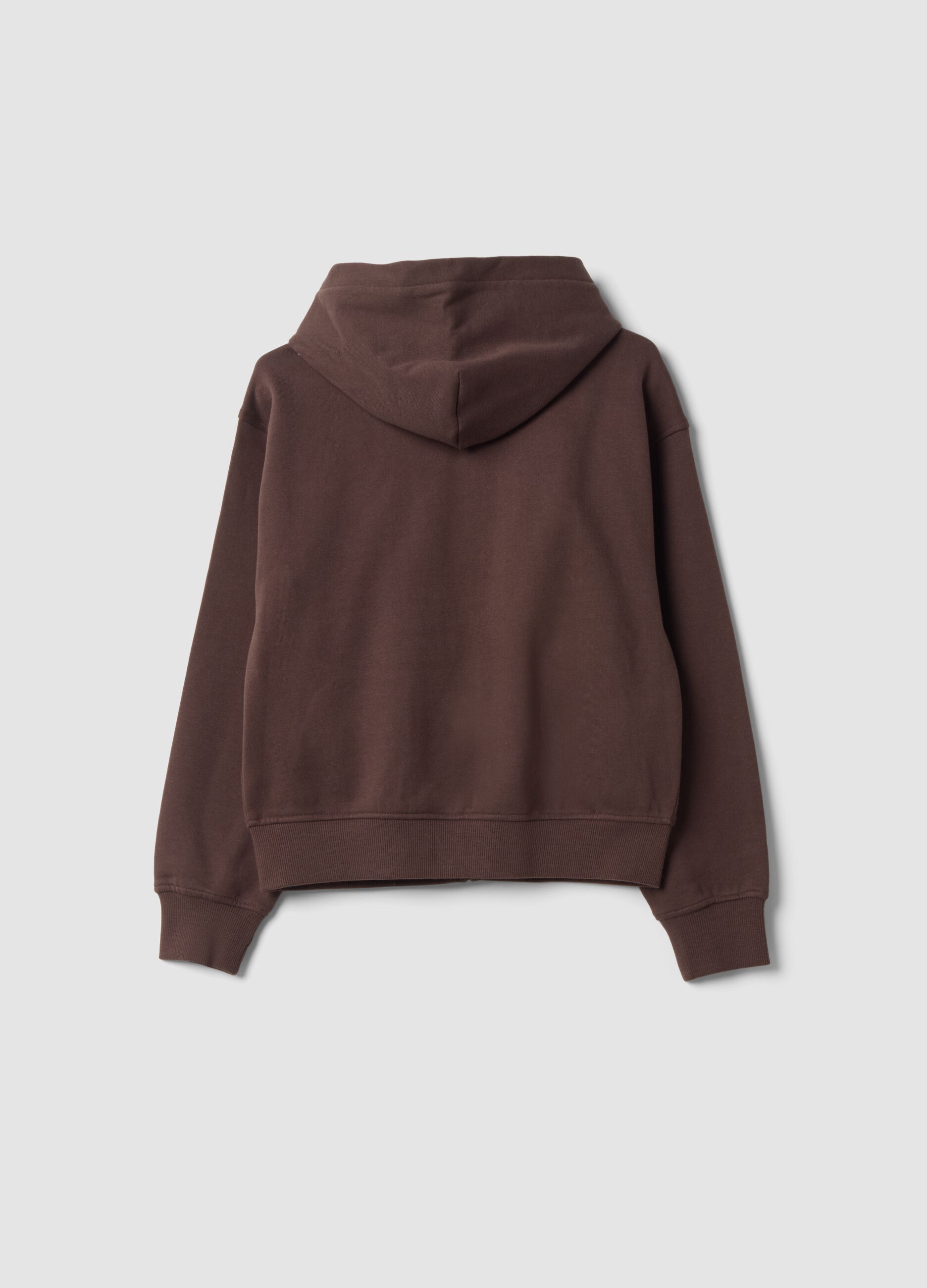 Dark brown pure organic cotton crew-neck sweatshirt