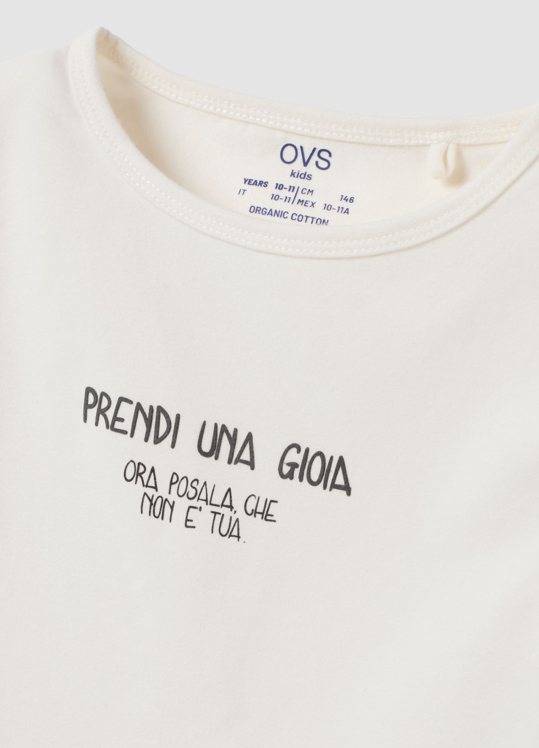 White crew-neck T-shirt in slim-fit stretch organic cotton jersey