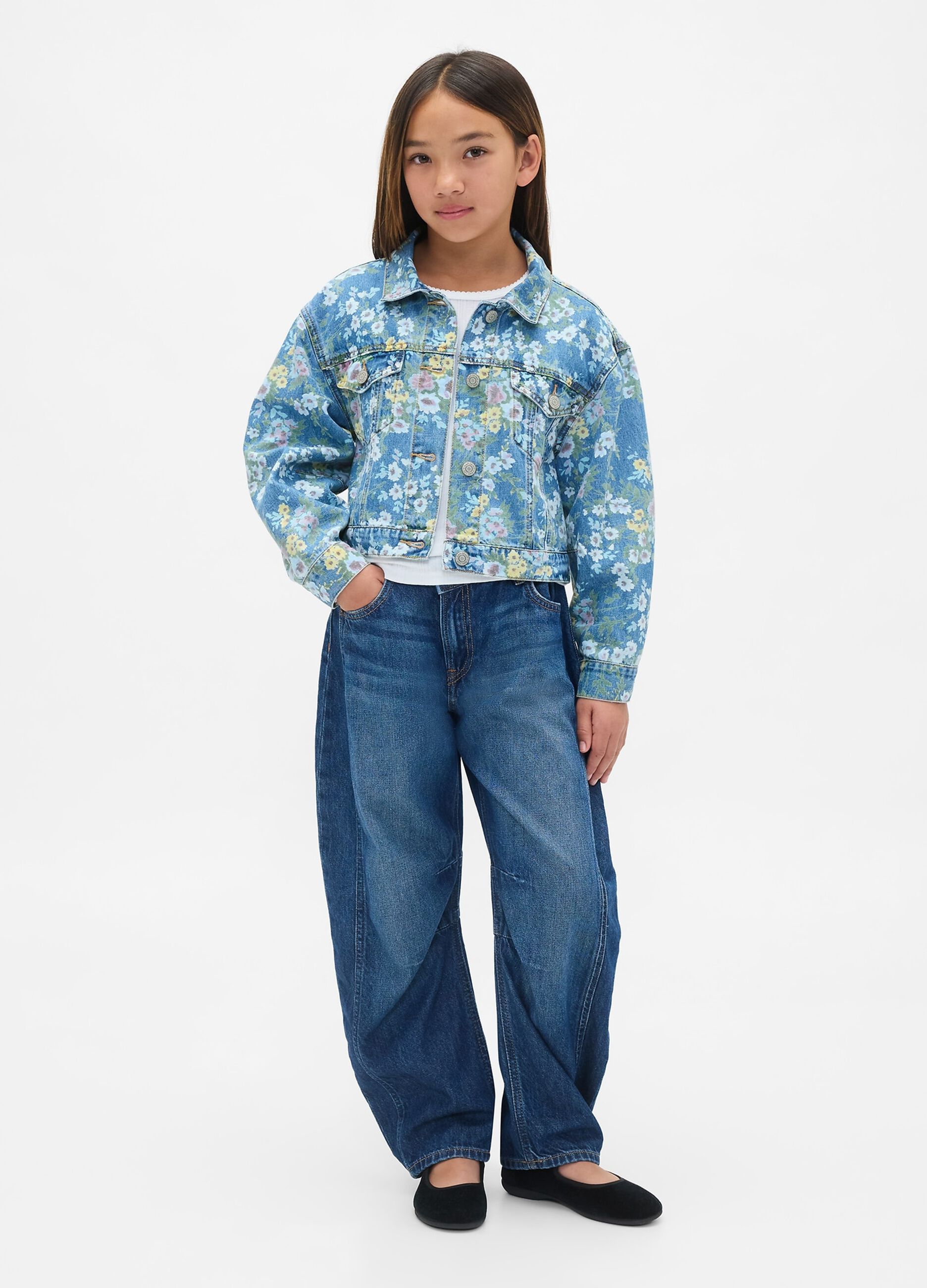 Multicolour Denim Jacket with Flowers